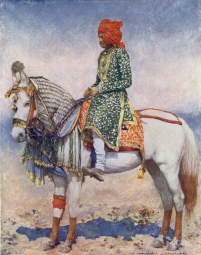 Un caballo de actuación del estado de Alwar de Mortimer Ludington Menpes